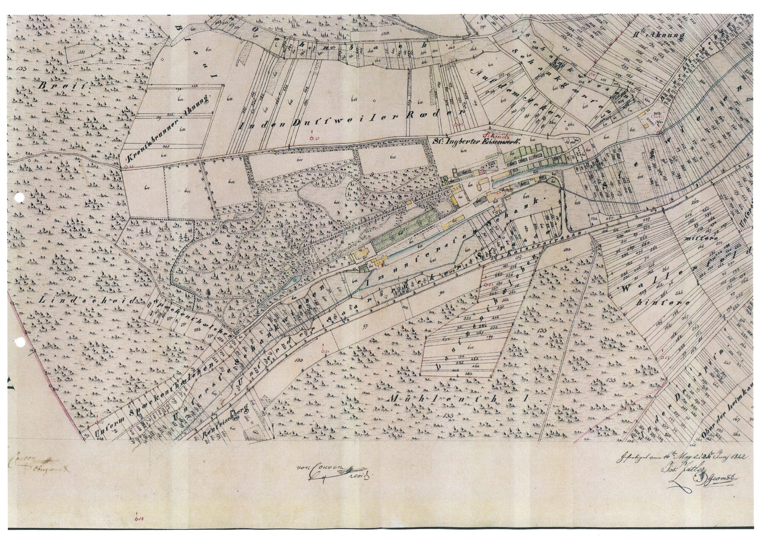 Englischer Landschaftsgarten St. Ingbert, ALte Schmelz, Katasterplan von 1842