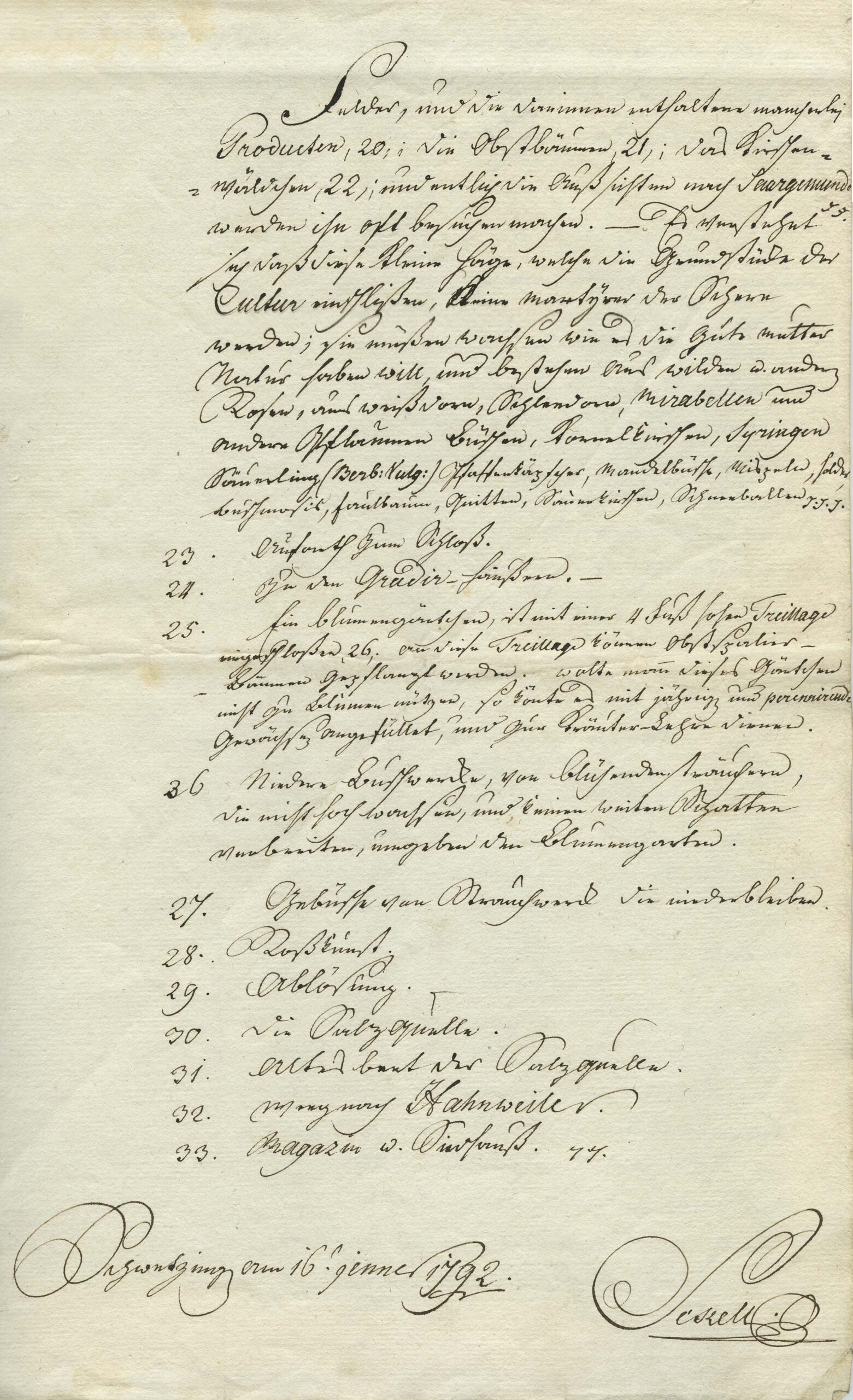Handschriftlich verfasste Erklärung von Friedrich Ludwig von Sckell, Saarbrücker Intelligenzblatt Nr. 2 vom 13. Januar 1810, Foto: © Landesarchiv Saarbrücken, Bestand von der Leyen Nr. 892 n.